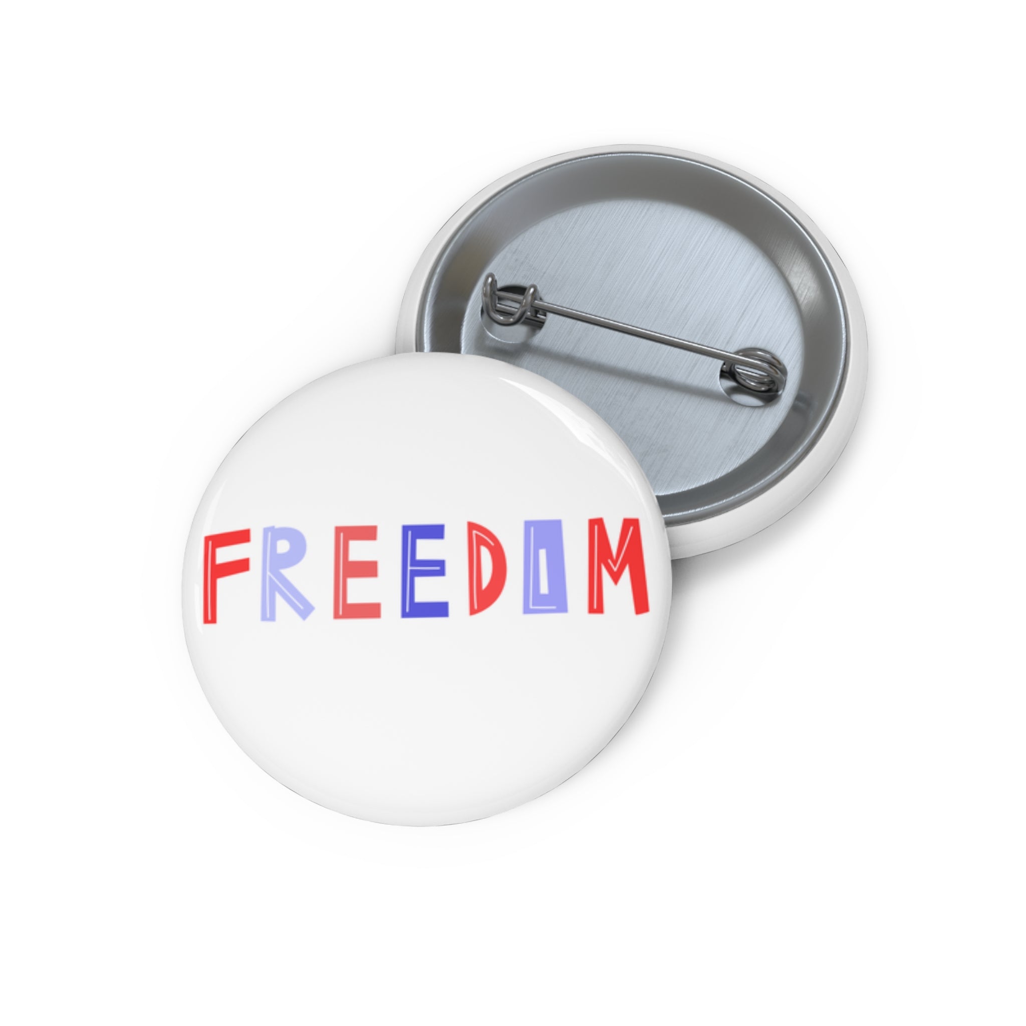 Freedom Pin Button — Red & Blue Retro Typography Political Button