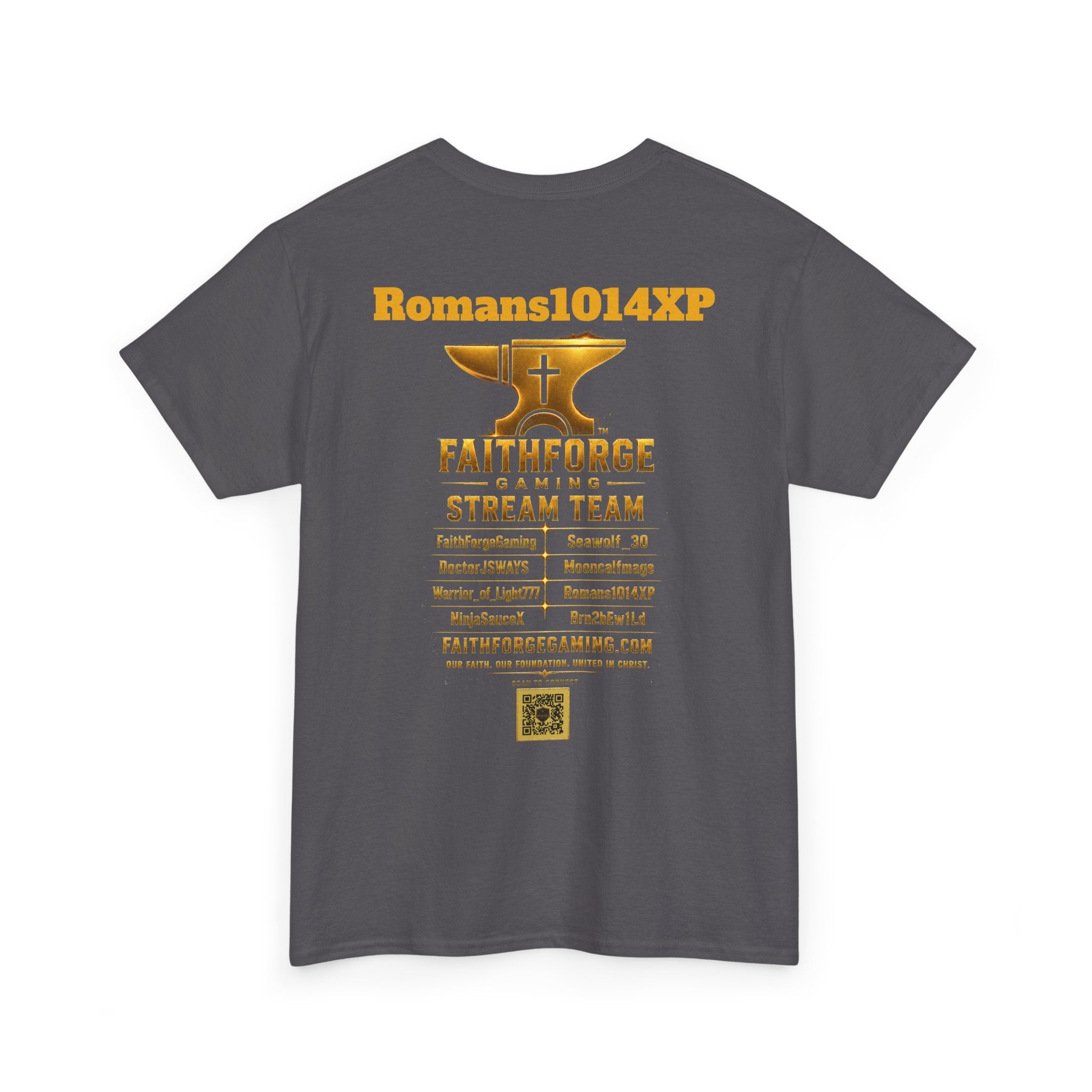 FaithForgeGaming Tee — FaithForge Stream Team Black Graphic T‑Shirt -Romans1014XP