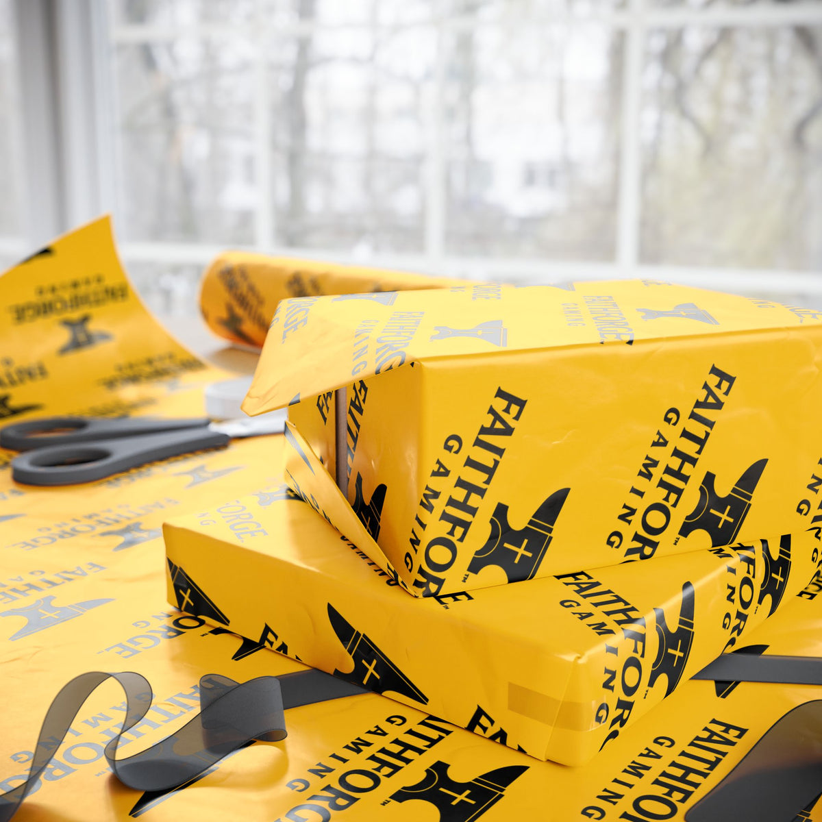 FFG Logo Wrapping Paper – Yellow FaithForge Repeat Pattern