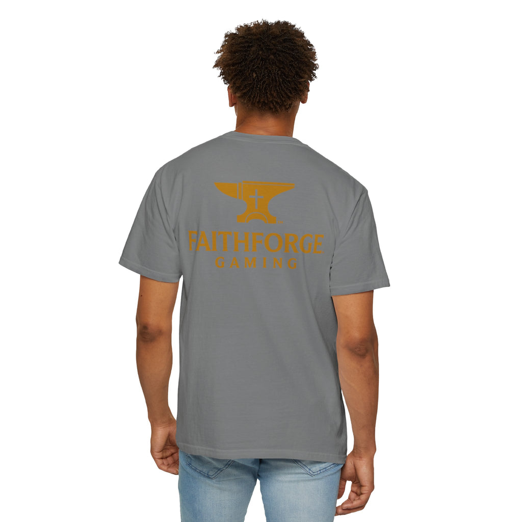 FaithForge Gaming T-Shirt — Logo Tee with Anvil & Cross (Christian Gamer Apparel)