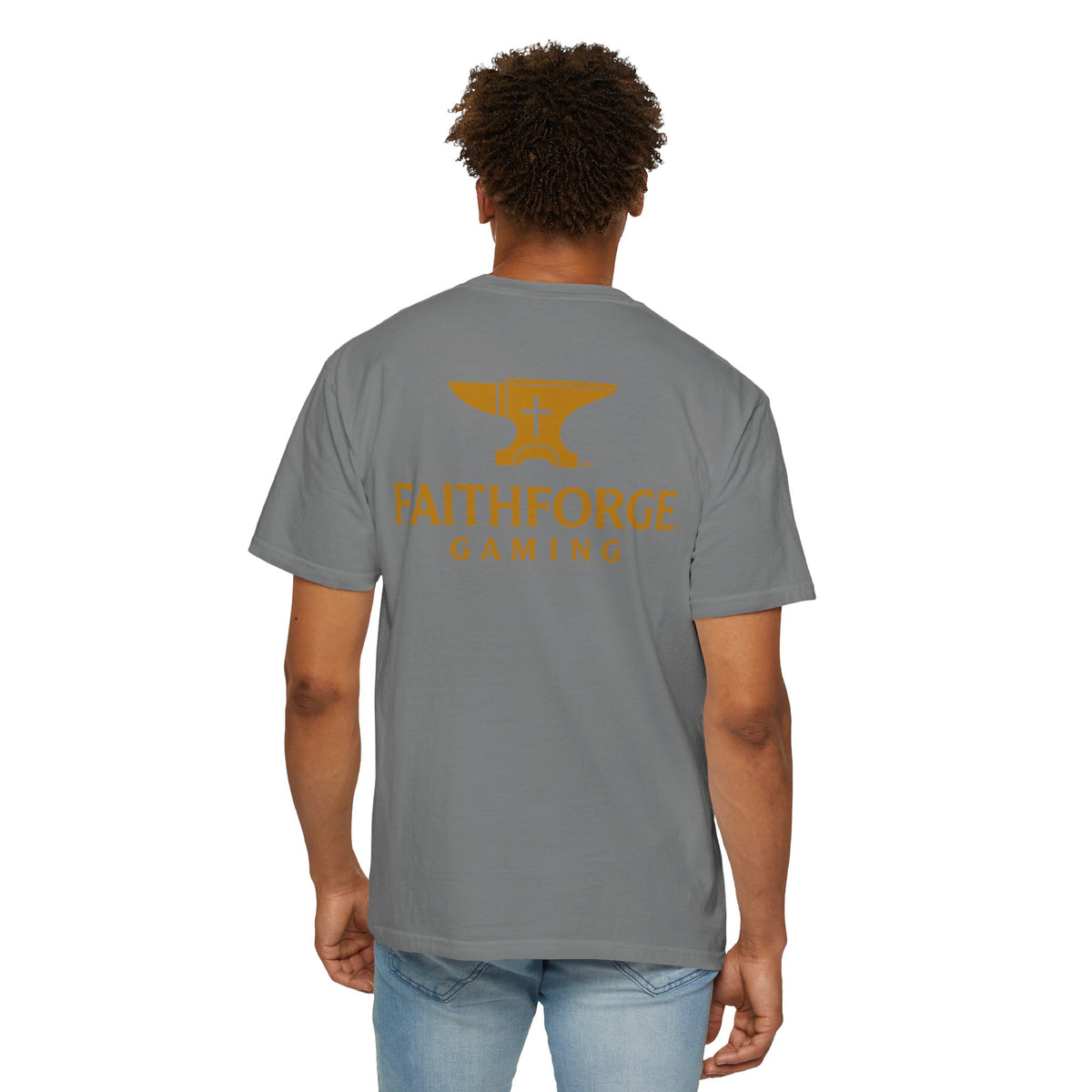FaithForge Gaming T-Shirt — Logo Tee with Anvil & Cross (Christian Gamer Apparel)