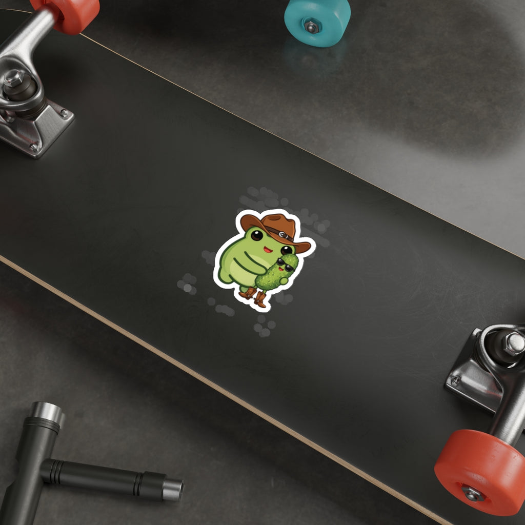 Cute Cowgirl Frog & Pickle Die-Cut Sticker —  Western Sticker