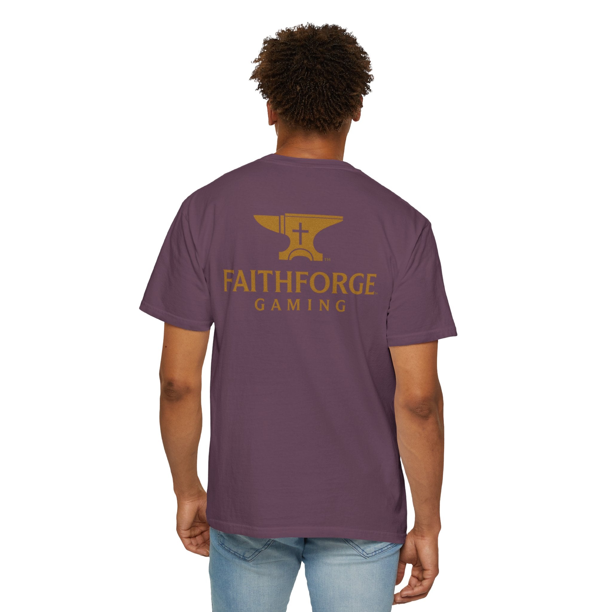 FaithForge Gaming T-Shirt — Logo Tee with Anvil & Cross (Christian Gamer Apparel)