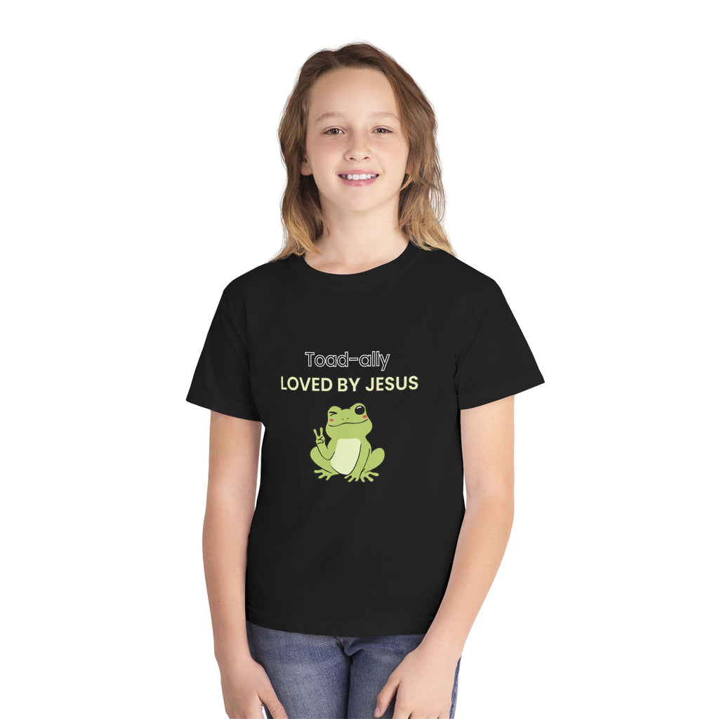 Kids Tee - "Toad-ally Loved by Jesus" Cute Frog Christian Youth T-Shirt