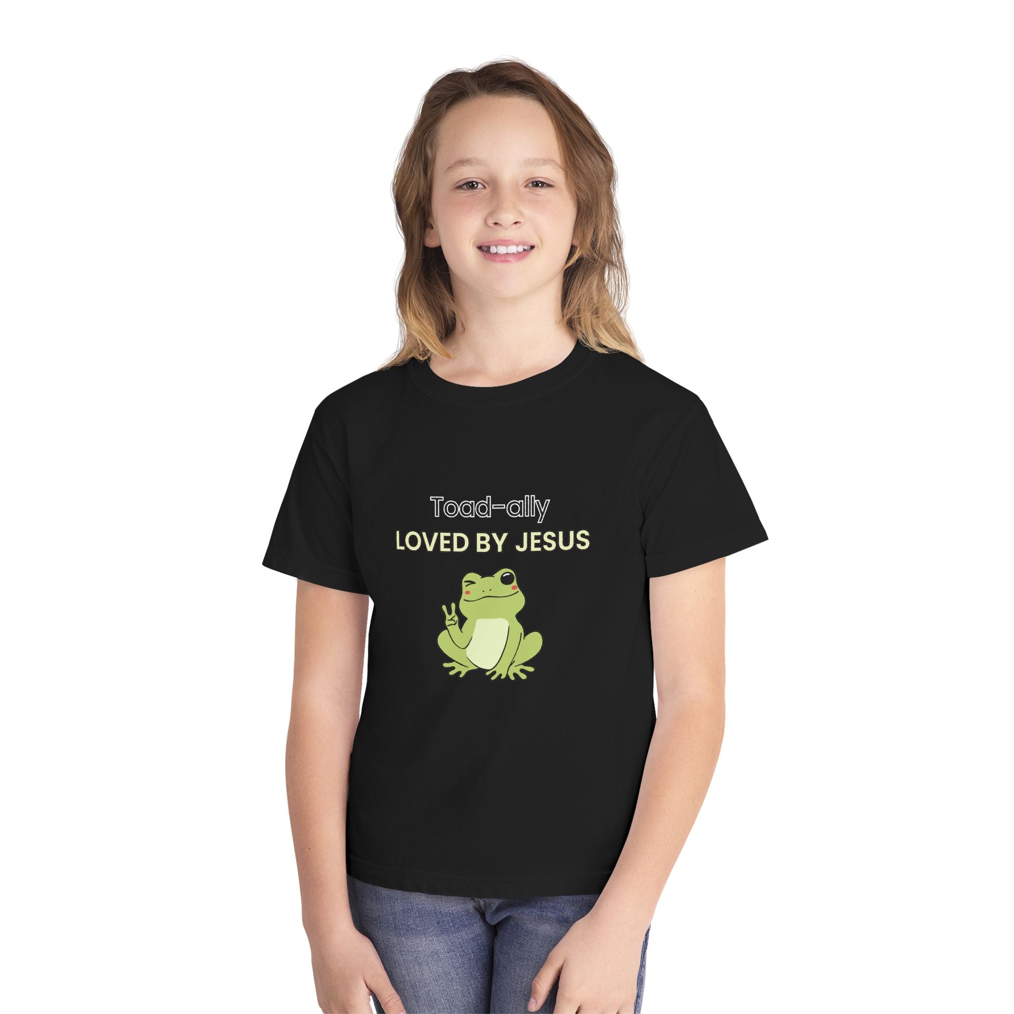 Kids Tee - "Toad-ally Loved by Jesus" Cute Frog Christian Youth T-Shirt