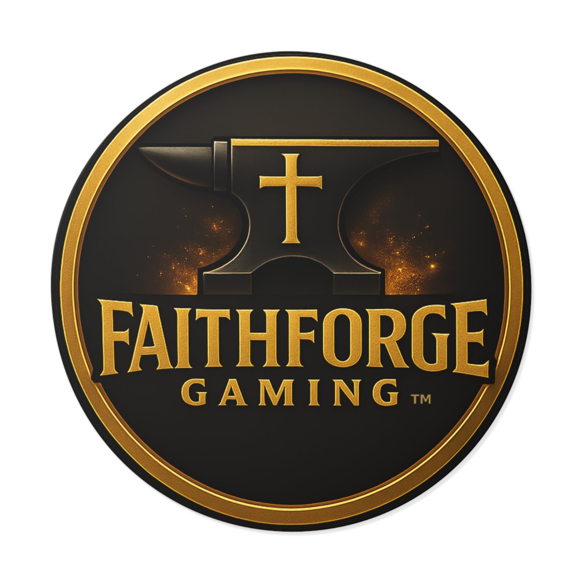 FaithForge Gaming Round Vinyl Sticker — Gold Anvil Round