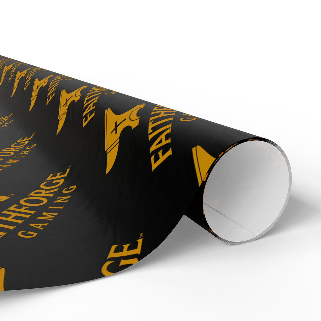 FFG Logo Wrapping Paper – Black & Gold "Faithforge Gaming" Design