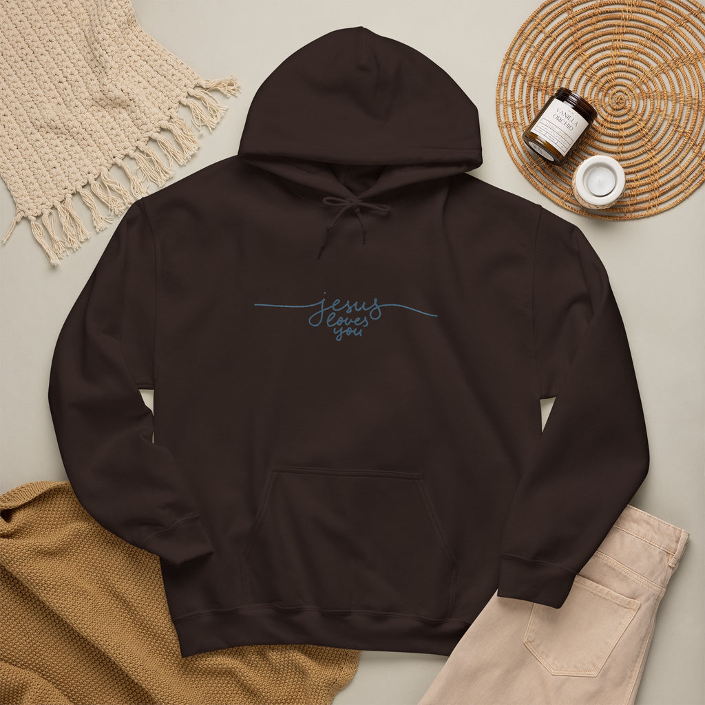 Jesus Loves You Script Hoodie — Minimal Christian Faith Pullover