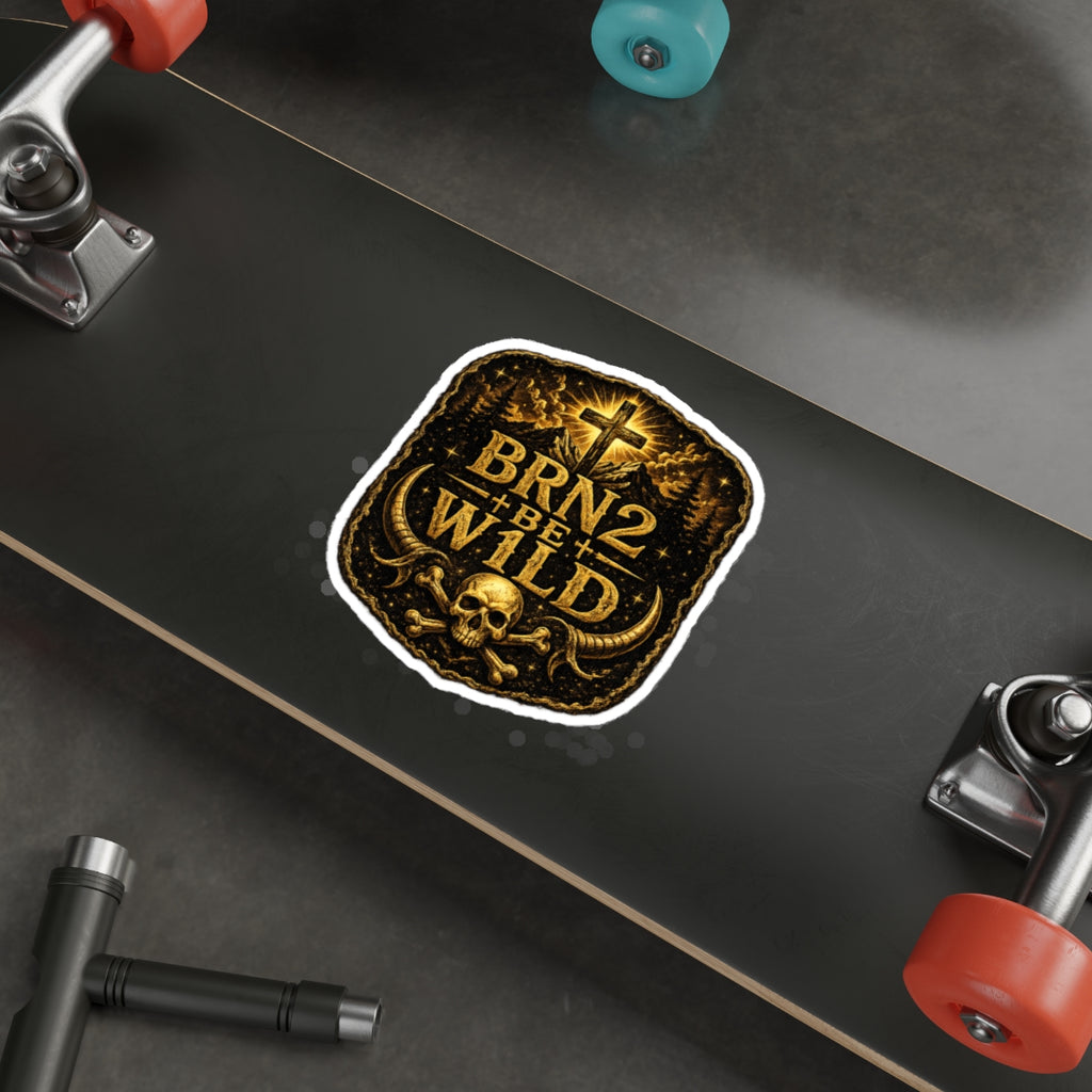 BRN2BEW1LD Gold Die-Cut Sticker