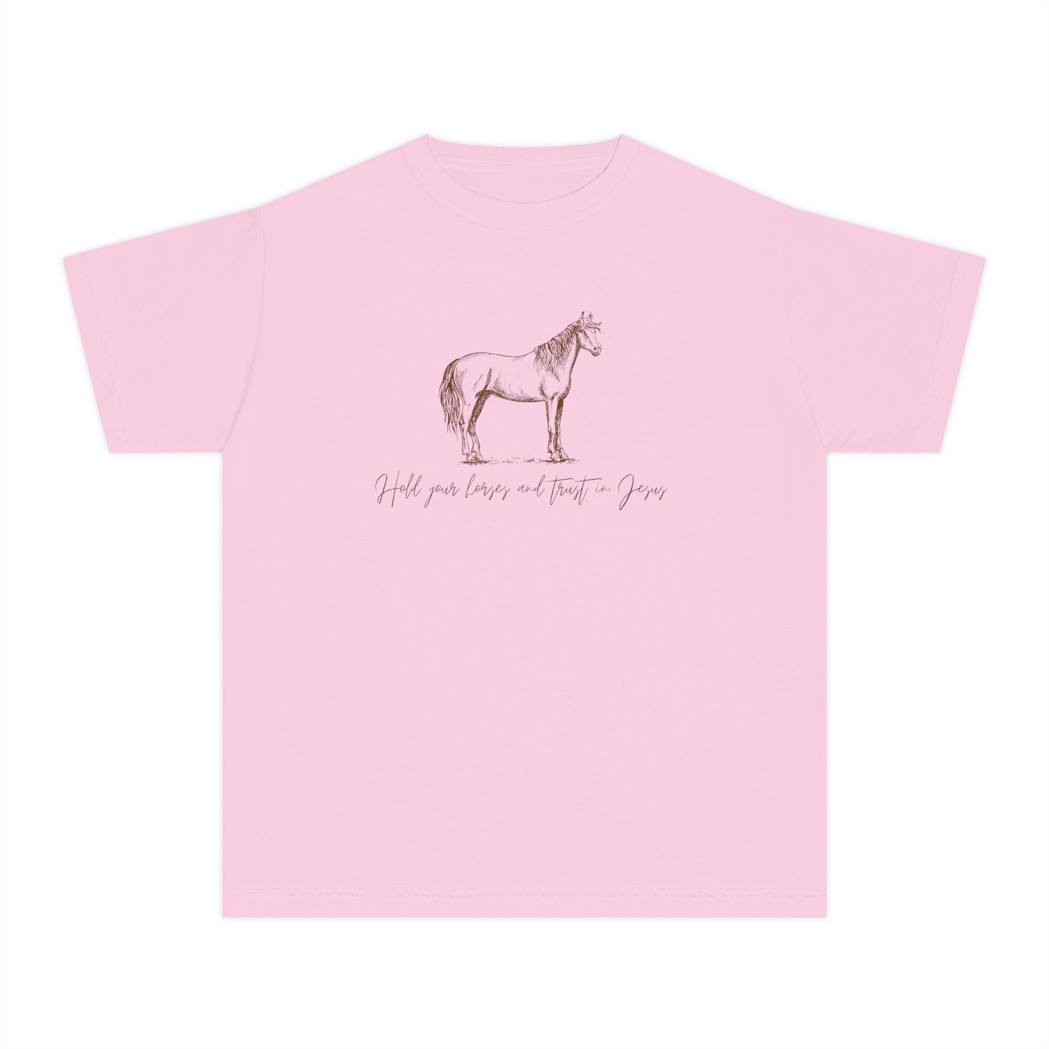 Youth Horse Sketch Tee – "Hold your horses and the pasture" Graphic T-Shirt