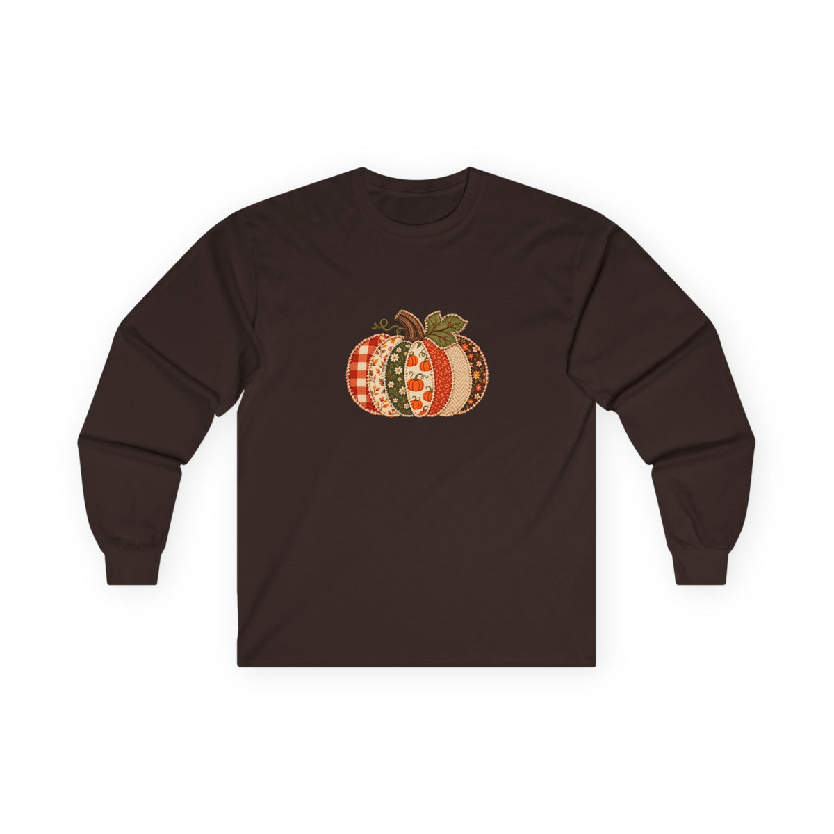 Autumn Patchwork Pumpkin Long Sleeve Tee
