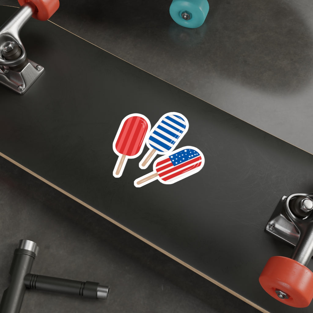 Patriotic Sticker Pack — Popsicle 4th of July Red White Blue Die-Cut Stickers