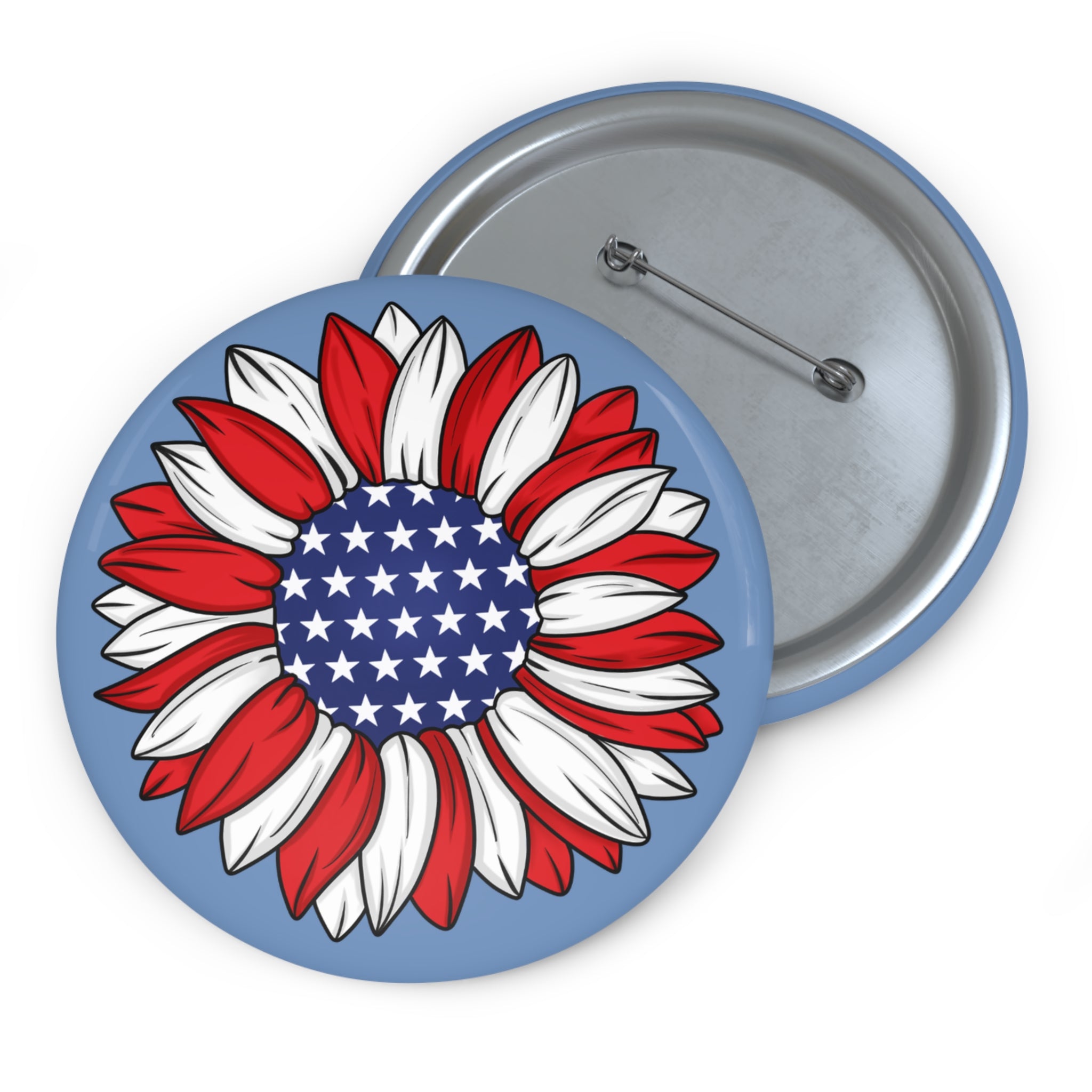 4th of July Flower Custom Pin Button