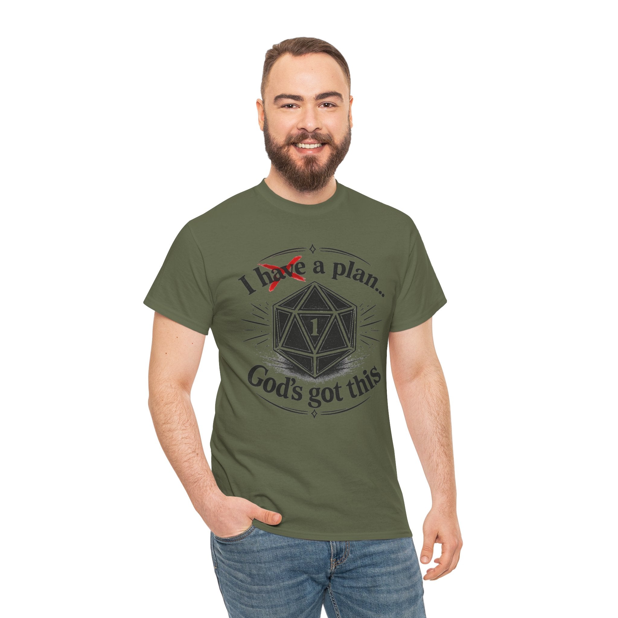 I XhaveX a plan... God’s Got This T-Shirt Dark — D20 Dice Faith Gamer Tee