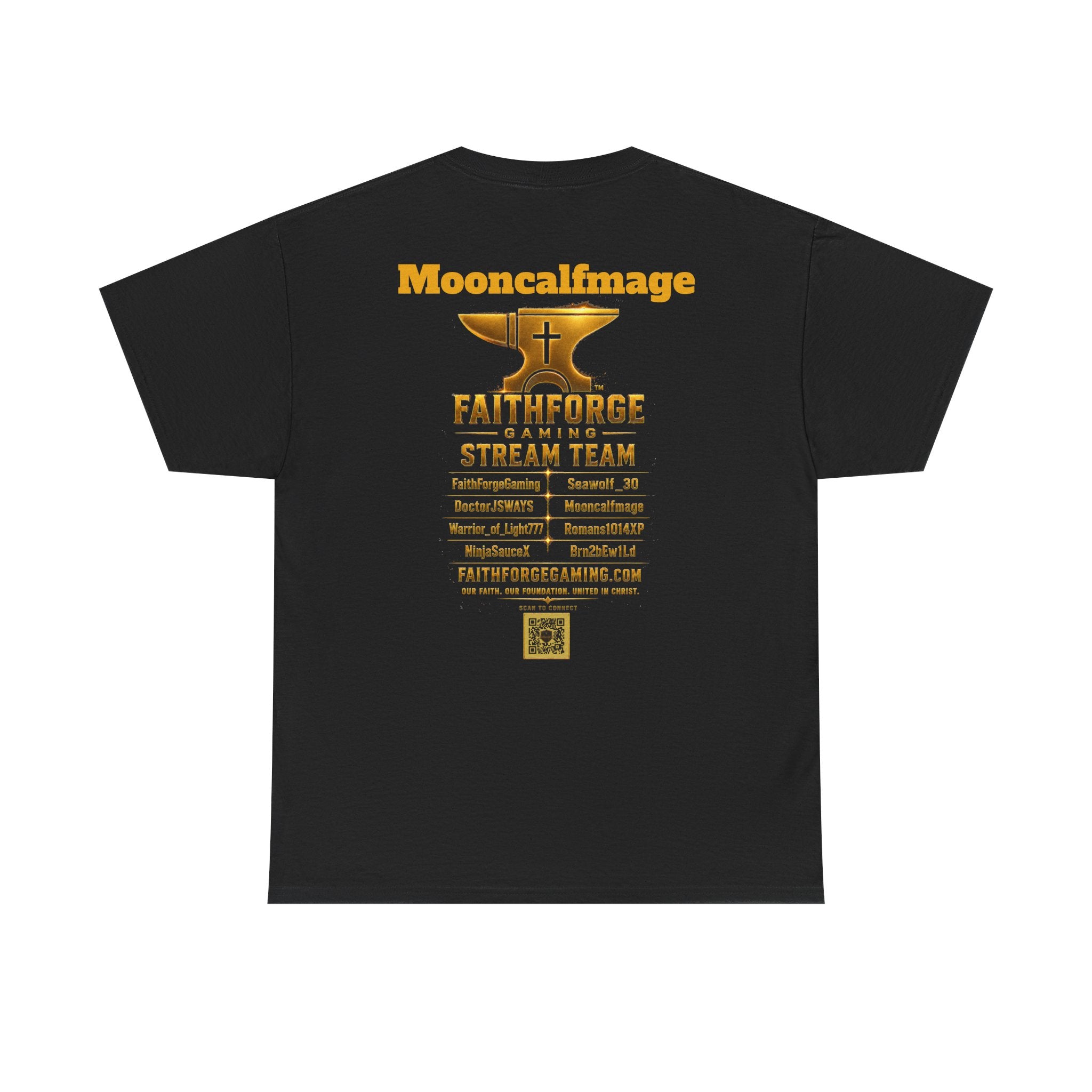 FaithForgeGaming Tee — FaithForge Stream Team Black Graphic T‑Shirt -Mooncalfmage