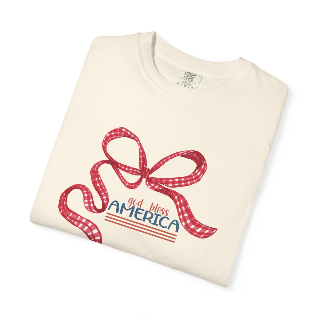 Patriotic Bow T-Shirt — God Bless America Fourth of July Tee